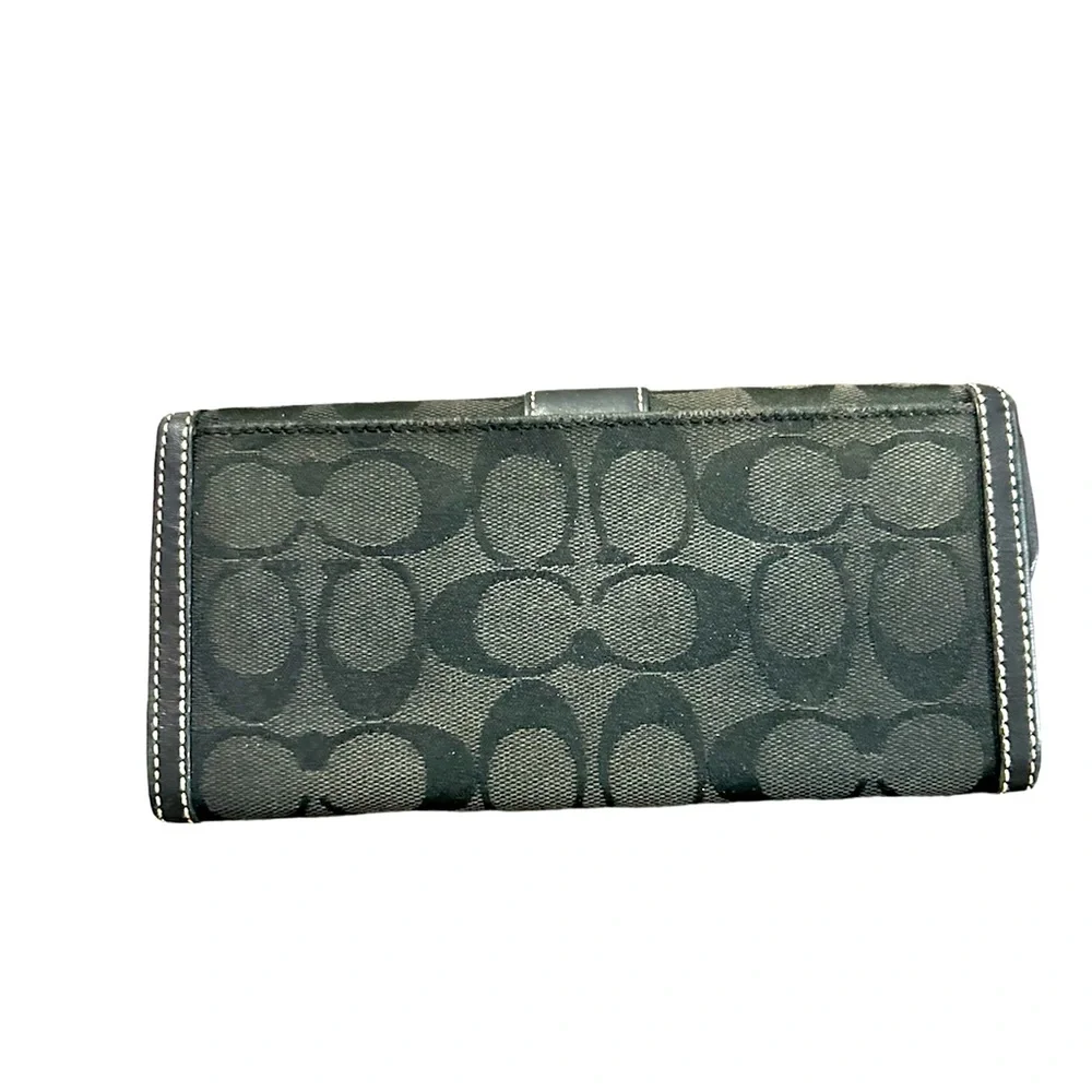 Y2K Signature Jacquard Coach Wallet C Logo Leather Trim